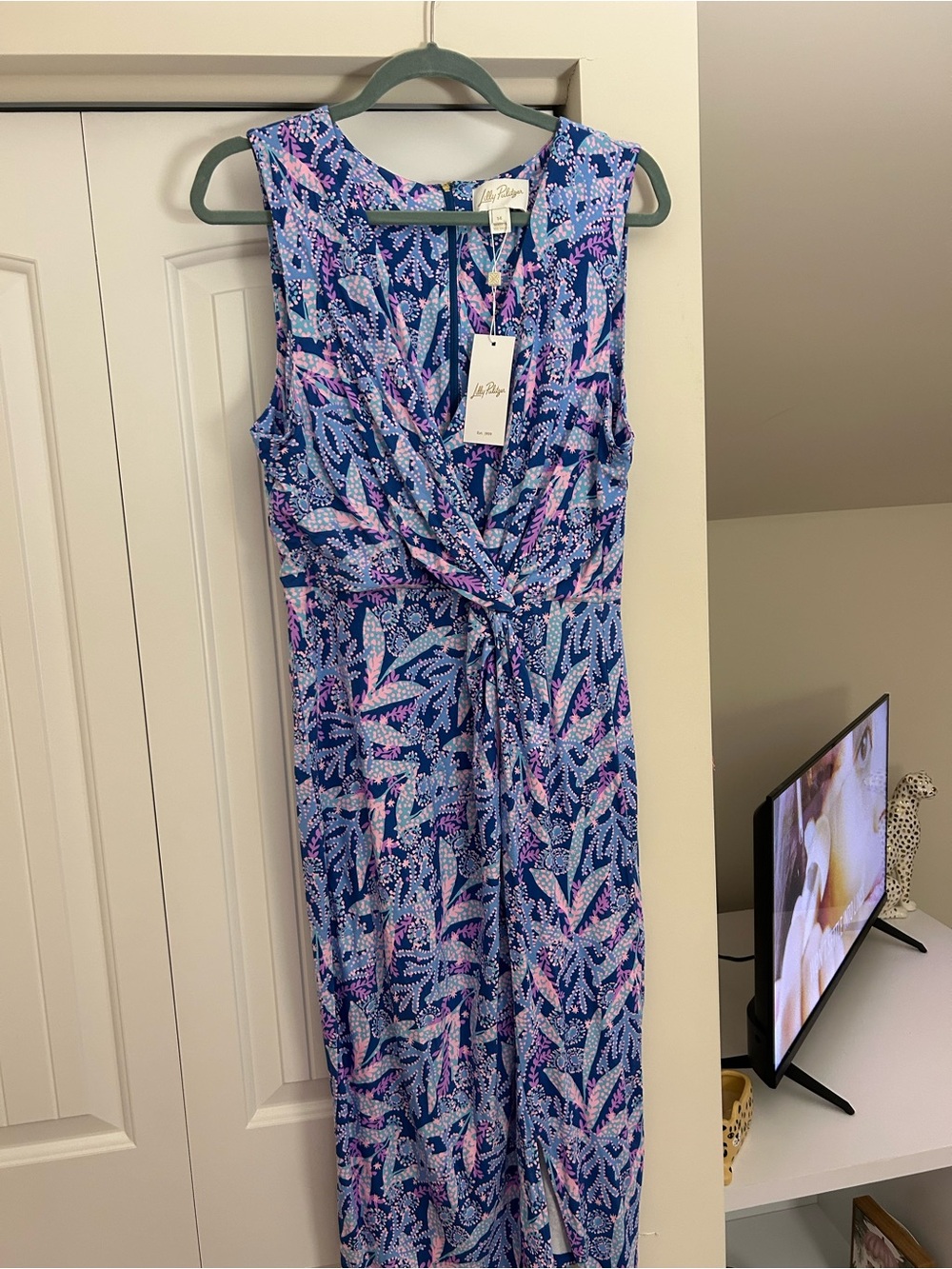 Lilly Pulitzer Barton Blue Odella V-neck MIDI Dress